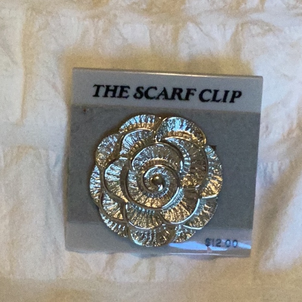 Vintage Silver Rose Scarf Clip